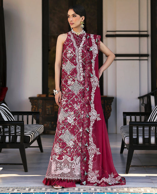 Republic Womenswear | Kalani Eid Luxury Lawn 25 | D8-B - Lyanna XS Maroon Lawn