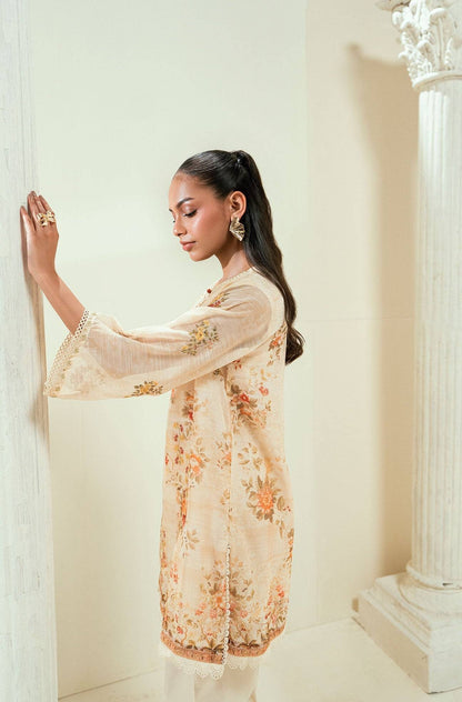 Dhanak | Signature Pret | SS24DA-2586 BEIGE - Pakistani Designer Dress - by Dhanak | Type: Ladies Clothes - 100% Original at Saira Sultan