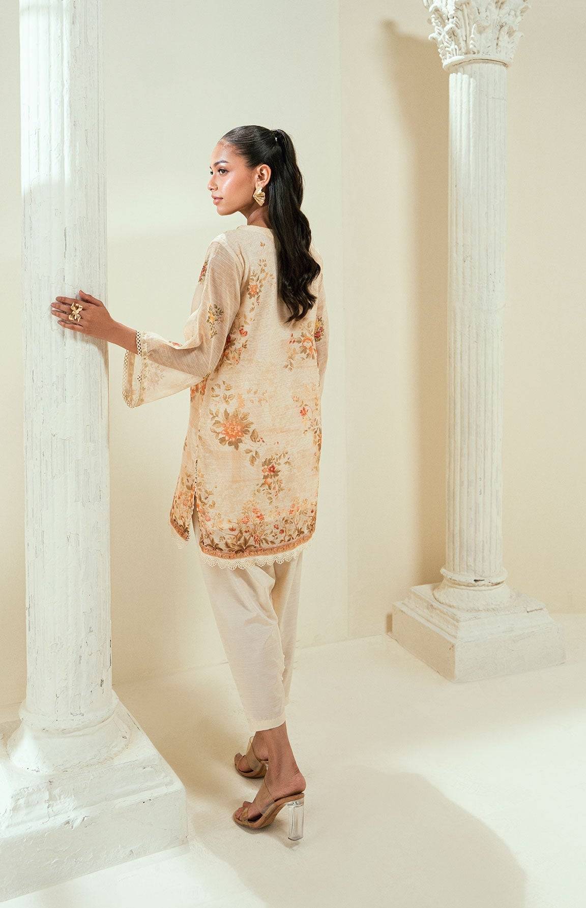 Dhanak | Signature Pret | SS24DA-2586 BEIGE - Pakistani Designer Dress - by Dhanak | Type: Ladies Clothes - 100% Original at Saira Sultan