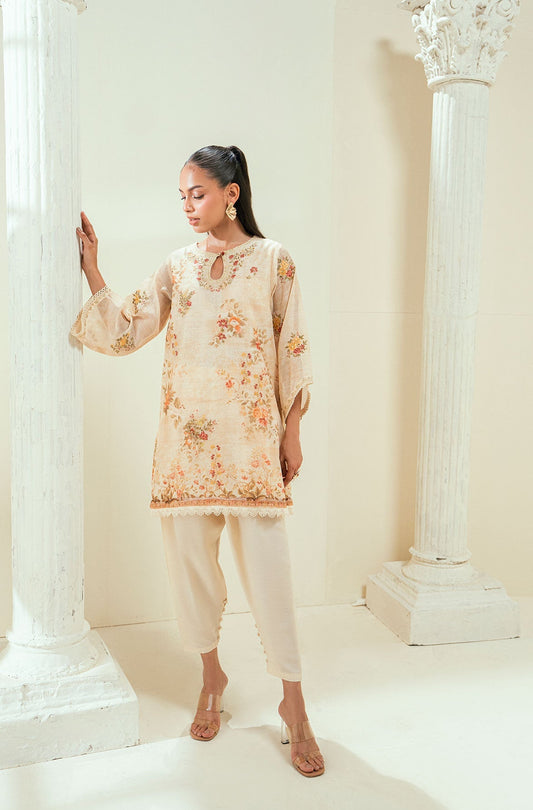 Dhanak | Signature Pret | SS24DA-2586 BEIGE - Pakistani Designer Dress - by Dhanak | Type: Ladies Clothes - 100% Original at Saira Sultan
