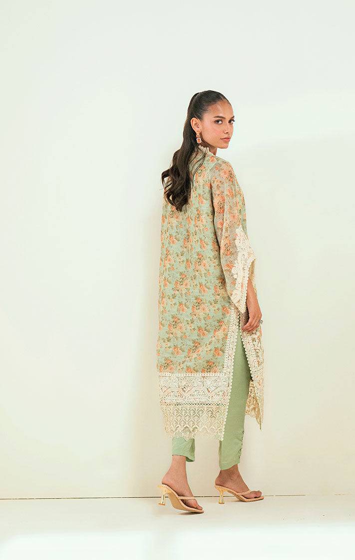 Dhanak | Signature Pret | SS24DA-2590 GREEN - Pakistani Designer Dress - by Dhanak | Type: Ladies Clothes - 100% Original at Saira Sultan