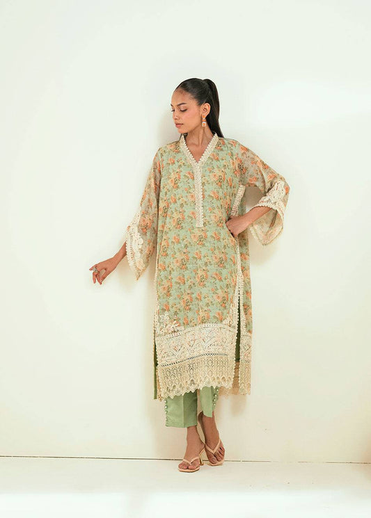 Dhanak | Signature Pret | SS24DA-2590 GREEN - Pakistani Designer Dress - by Dhanak | Type: Ladies Clothes - 100% Original at Saira Sultan