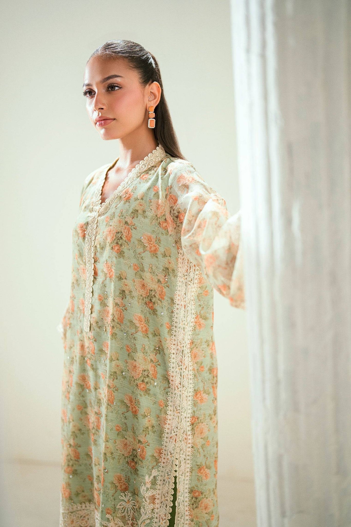 Dhanak | Signature Pret | SS24DA-2590 GREEN - Pakistani Designer Dress - by Dhanak | Type: Ladies Clothes - 100% Original at Saira Sultan