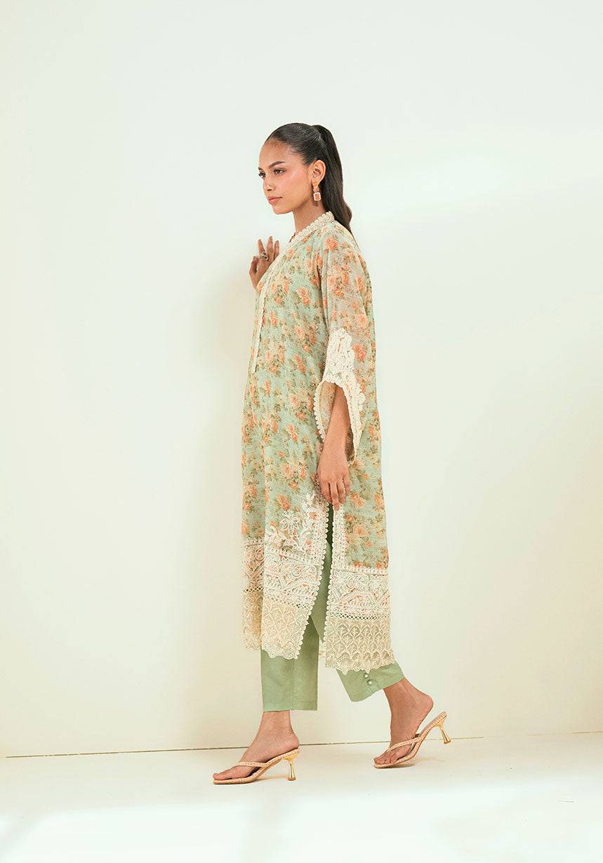 Dhanak | Signature Pret | SS24DA-2590 GREEN - Pakistani Designer Dress - by Dhanak | Type: Ladies Clothes - 100% Original at Saira Sultan