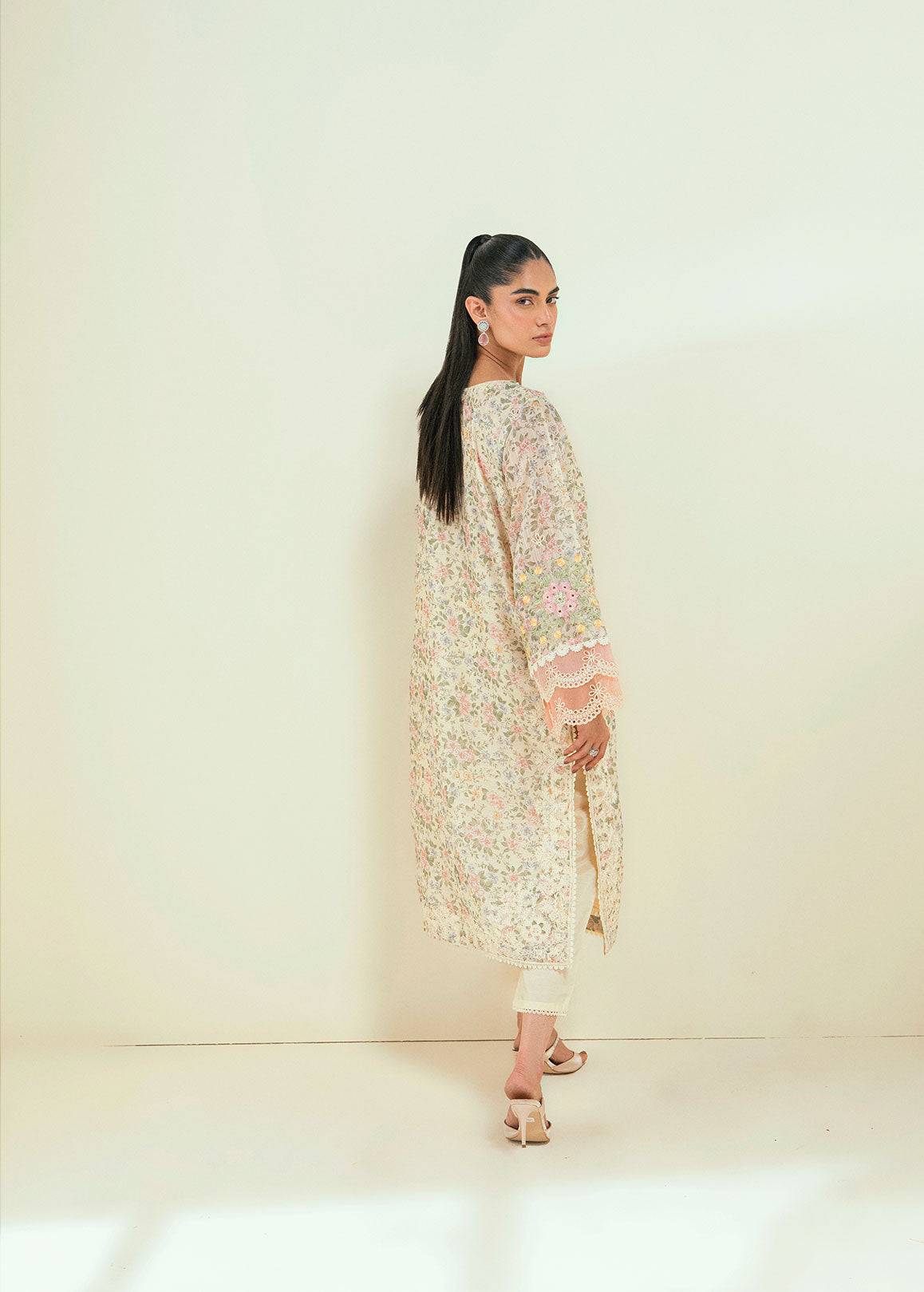 Dhanak | Signature Pret | SS24DA-2592 OFF-WHITE - Pakistani Designer Dress - by Dhanak | Type: Ladies Clothes - 100% Original at Saira Sultan