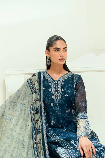 Dhanak | Signature Pret | SS25DA-2695 NAVY BLUE - Pakistani Designer Dress - by Dhanak | Type: Ladies Clothes - 100% Original at Saira Sultan