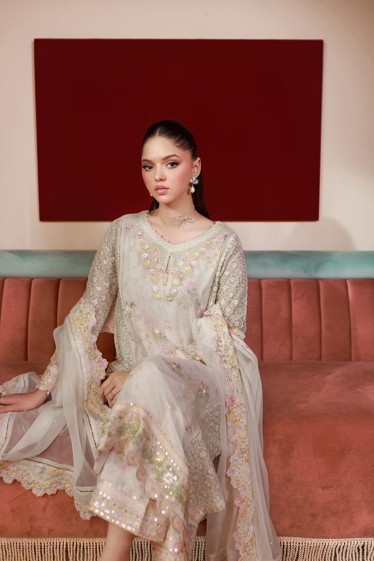 Dhanak | Chiffon Pret | SS25DA-2711 L Off White Chiffon