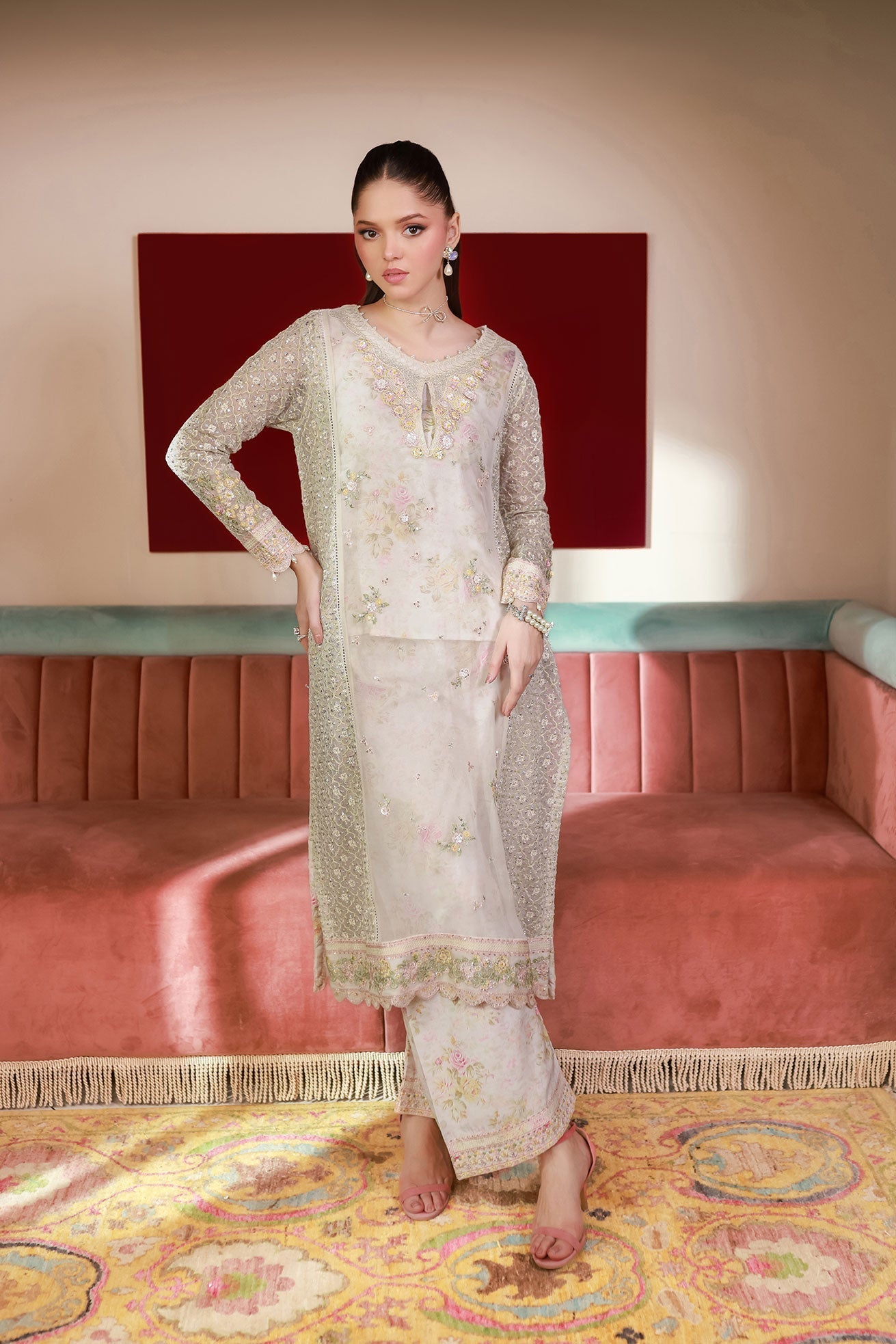 Dhanak | Chiffon Pret | SS25DA-2711 M Off White Chiffon