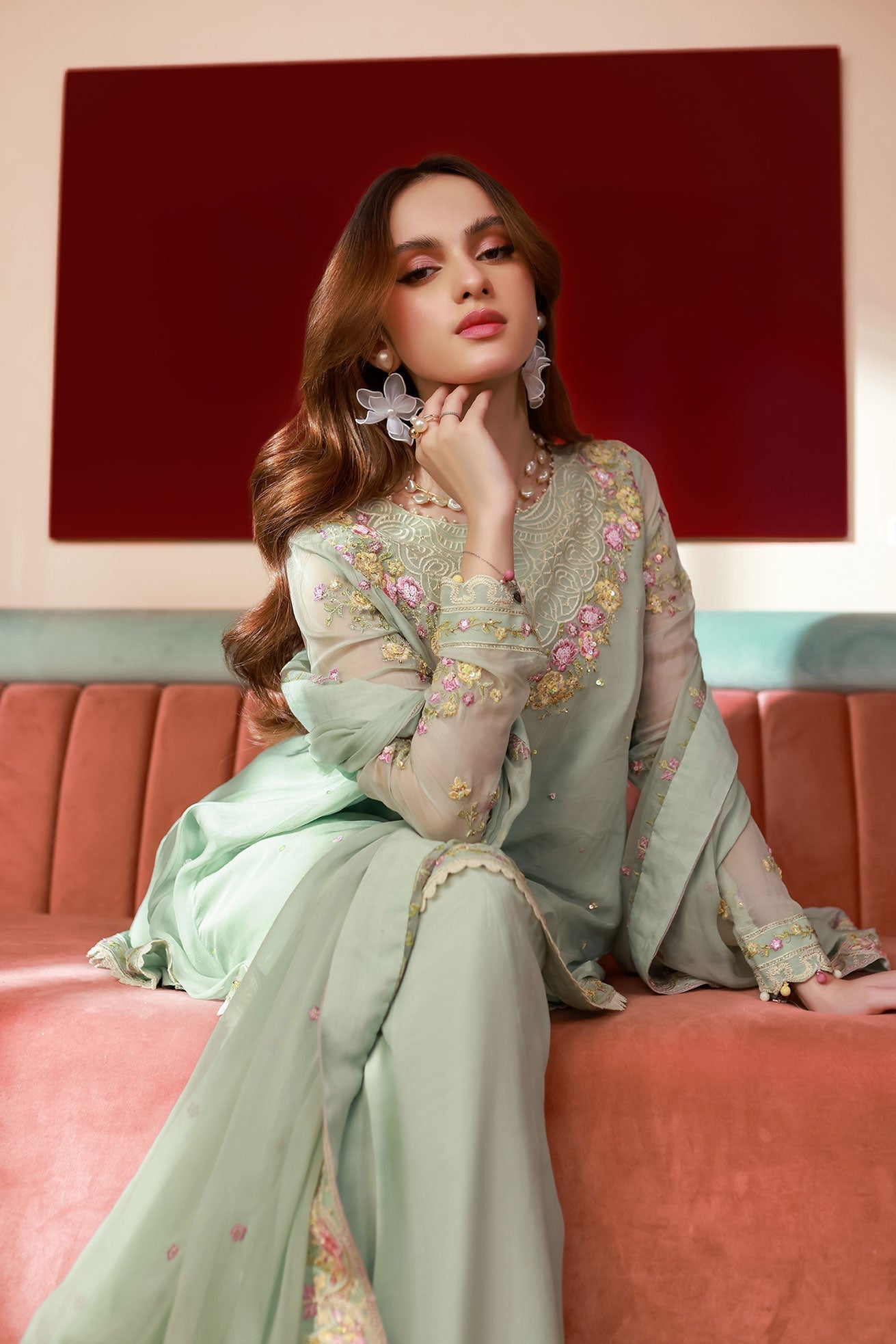 Dhanak | Chiffon Pret | SS25DA-2712 L Mint Green Chiffon