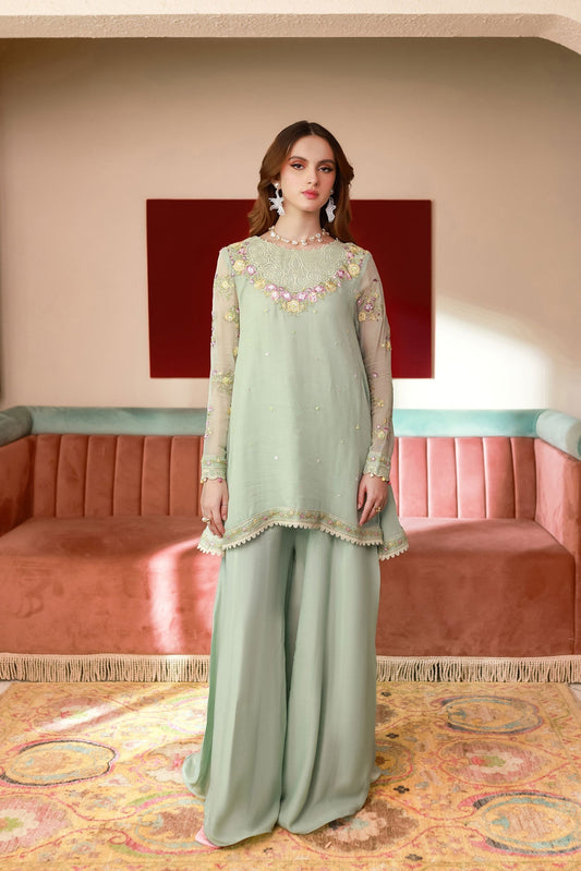 Dhanak | Chiffon Pret | SS25DA-2712 XS Mint Green Chiffon