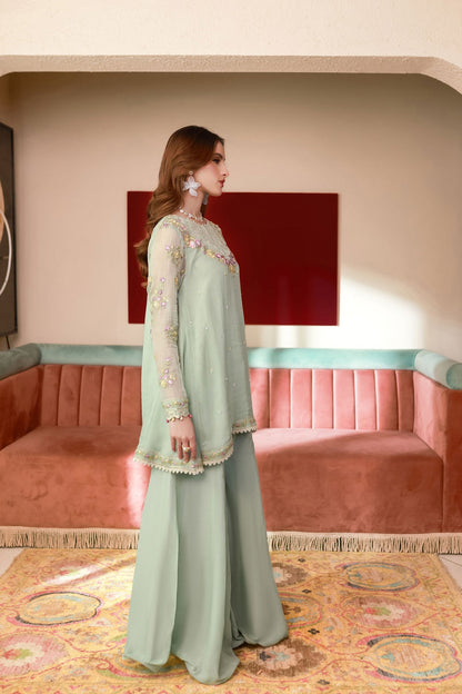 Dhanak | Chiffon Pret | SS25DA-2712 XL Mint Green Chiffon