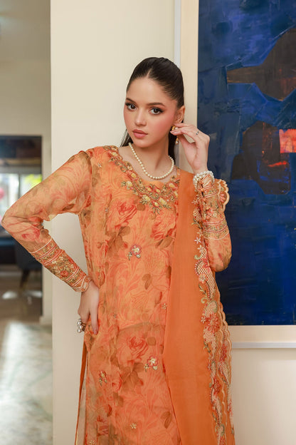 Dhanak | Chiffon Pret | SS25DA-2716 XL Apricot Orange Chiffon