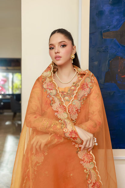 Dhanak | Chiffon Pret | SS25DA-2716 M Apricot Orange Chiffon