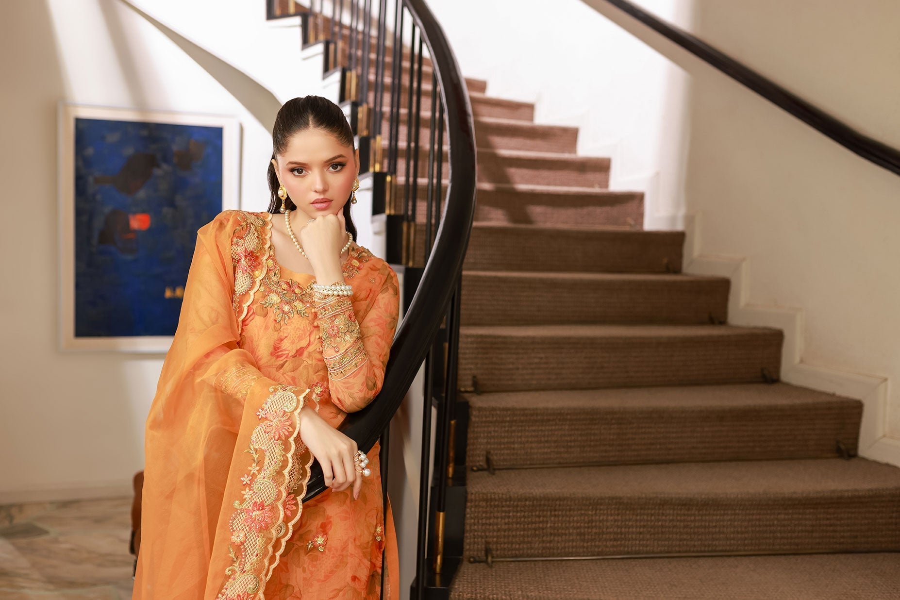 Dhanak | Chiffon Pret | SS25DA-2716 L Apricot Orange Chiffon