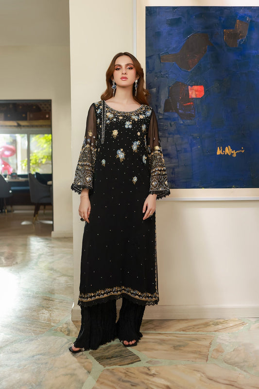 Dhanak | Chiffon Pret | SS25DA-2720 XS Black Chiffon
