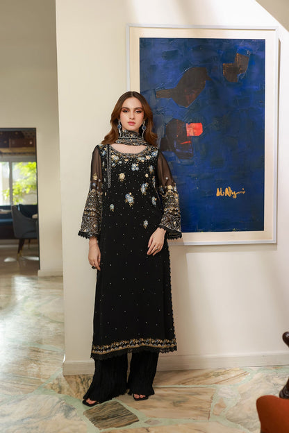 Dhanak | Chiffon Pret | SS25DA-2720 XL Black Chiffon