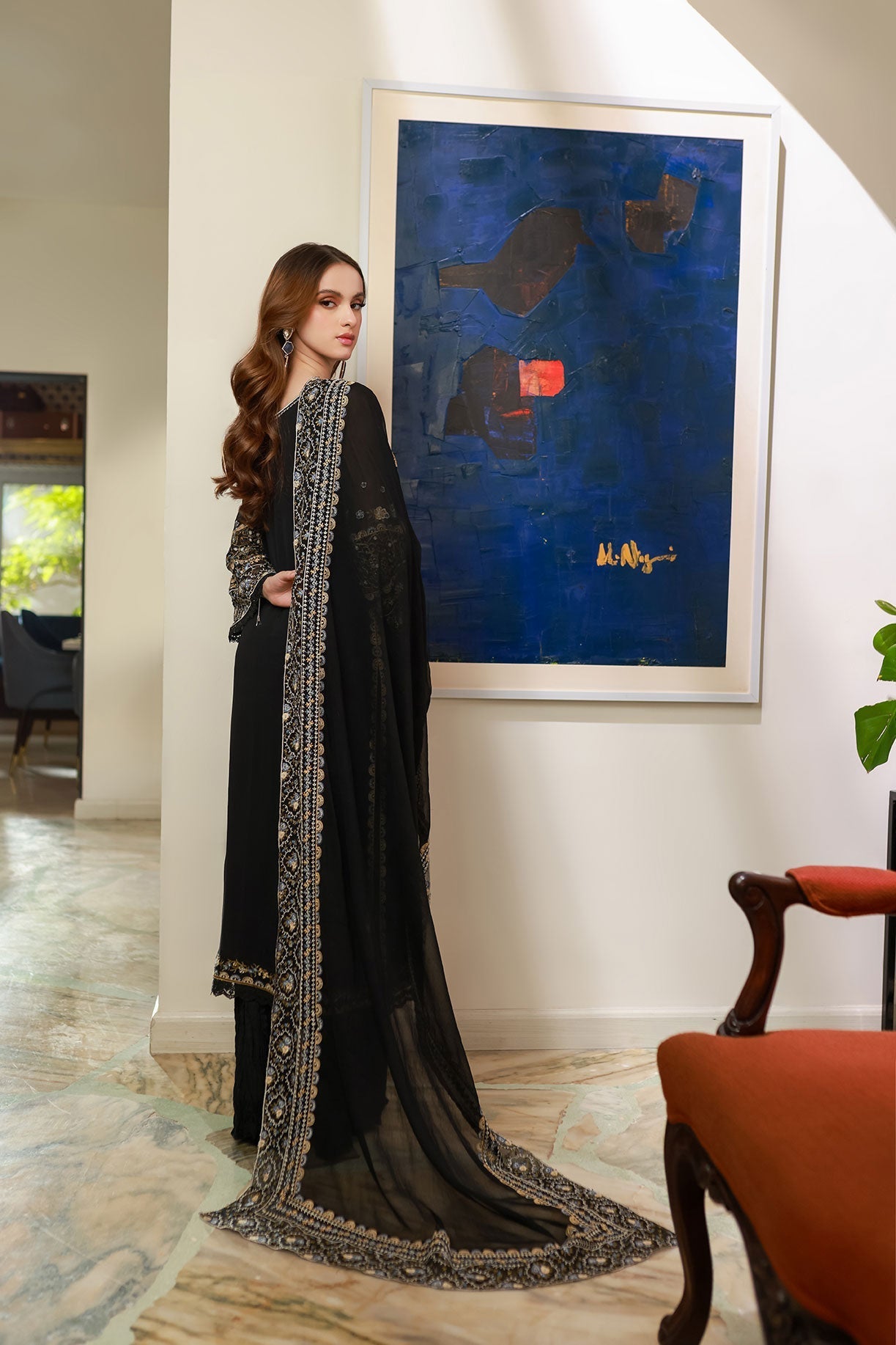Dhanak | Chiffon Pret | SS25DA-2720 S Black Chiffon