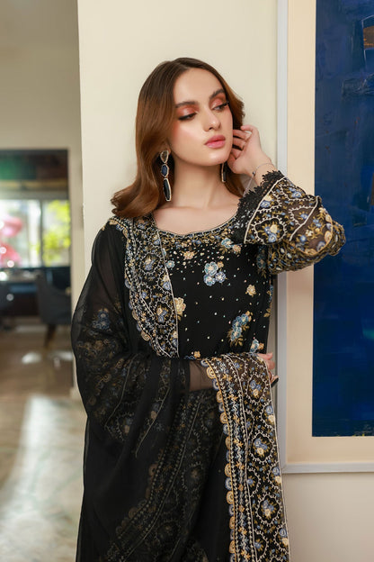 Dhanak | Chiffon Pret | SS25DA-2720 L Black Chiffon