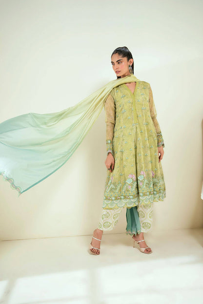 Dhanak | Signature Pret | SS25DA-2729 L-GREEN - Pakistani Designer Dress - by Dhanak | Type: Ladies Clothes - 100% Original at Saira Sultan