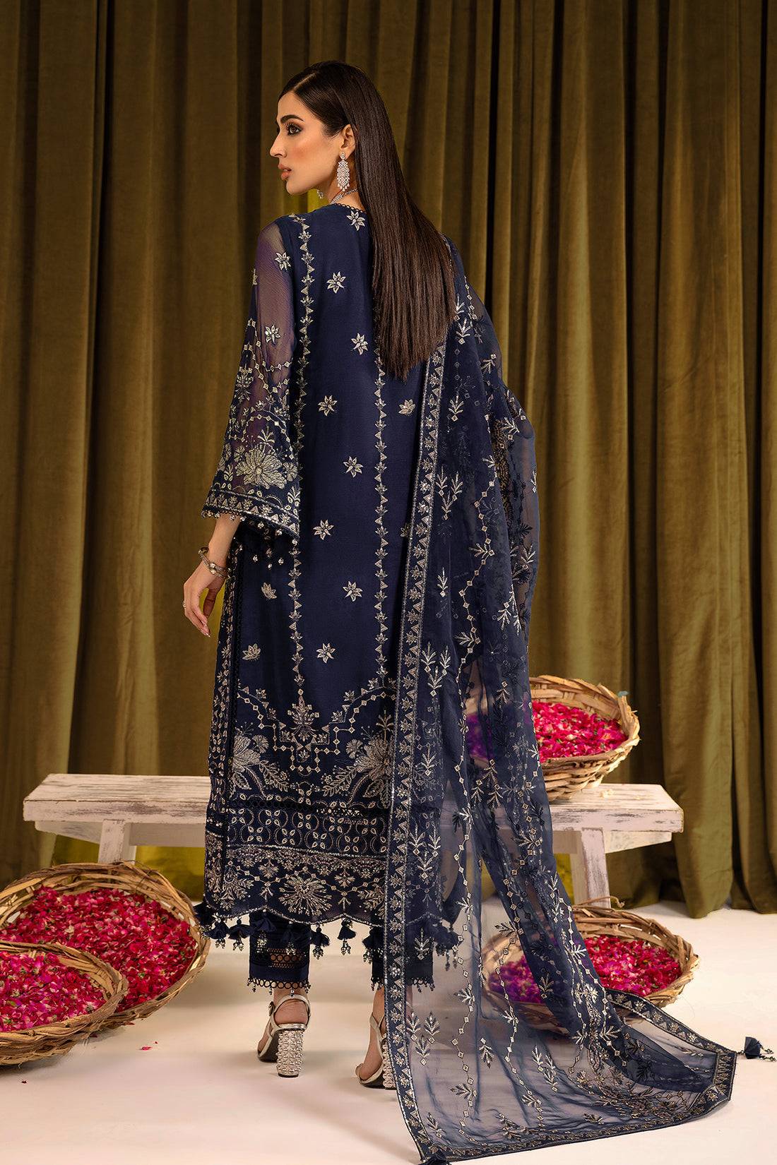 Alizeh | Formals Collection | Daim - V16D08 Embroidered Chiffon Blue - Pakistani Designer Dress - by Alizeh | Type: Formal - 100% Original at Saira Sultan