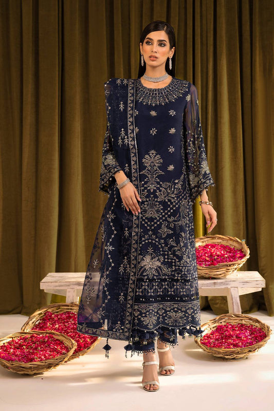 Alizeh | Formals Collection | Daim - V16D08 Embroidered Chiffon Blue - Pakistani Designer Dress - by Alizeh | Type: Formal - 100% Original at Saira Sultan