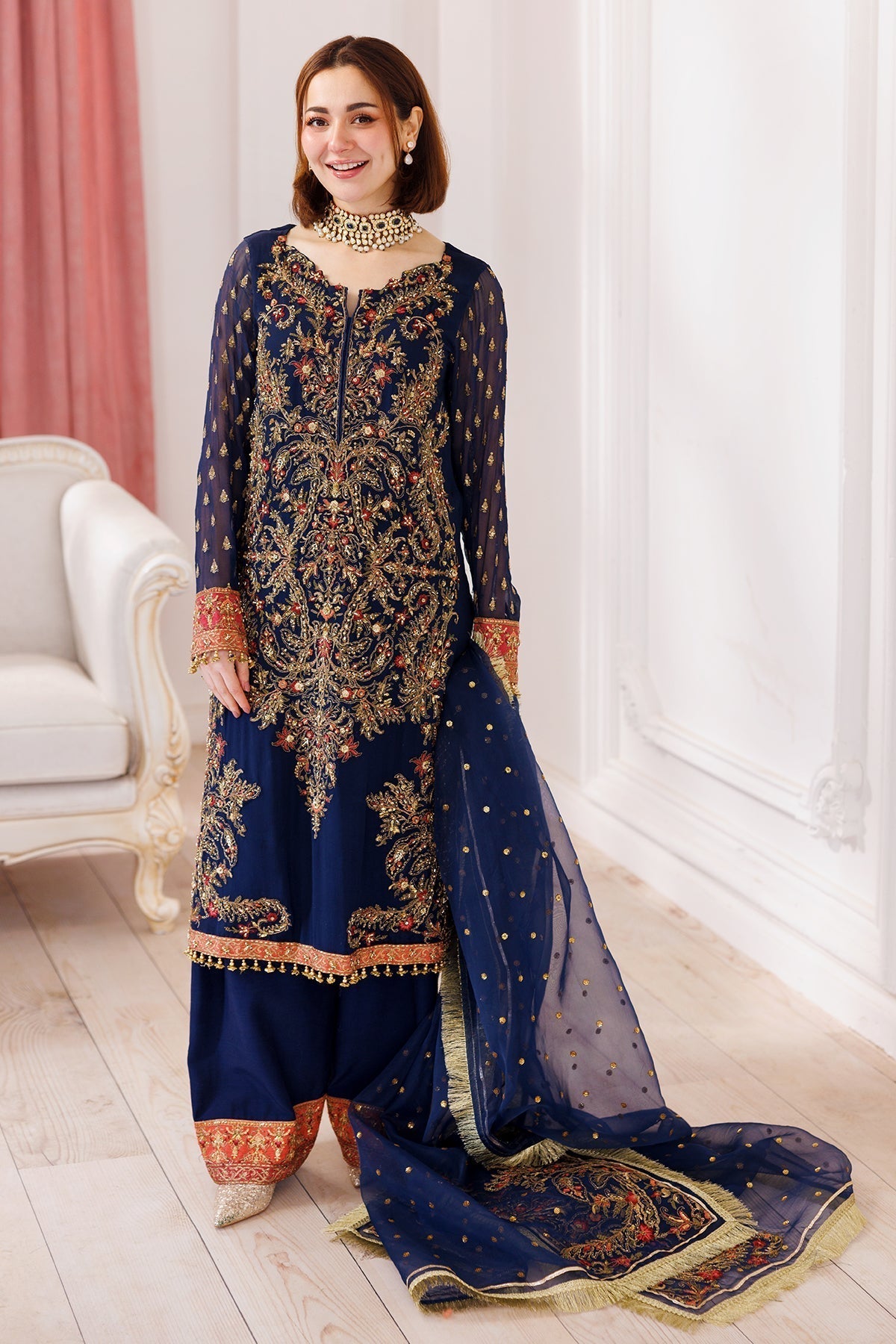Charizma | Dastaan e Jashaan Formals 25 | DJ5-07 XS Dark Blue Chiffon