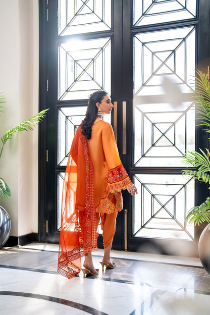 Dhanak | SS 25 Luxury Pret | SS25DL-0314 S Orange Sheesha Silk