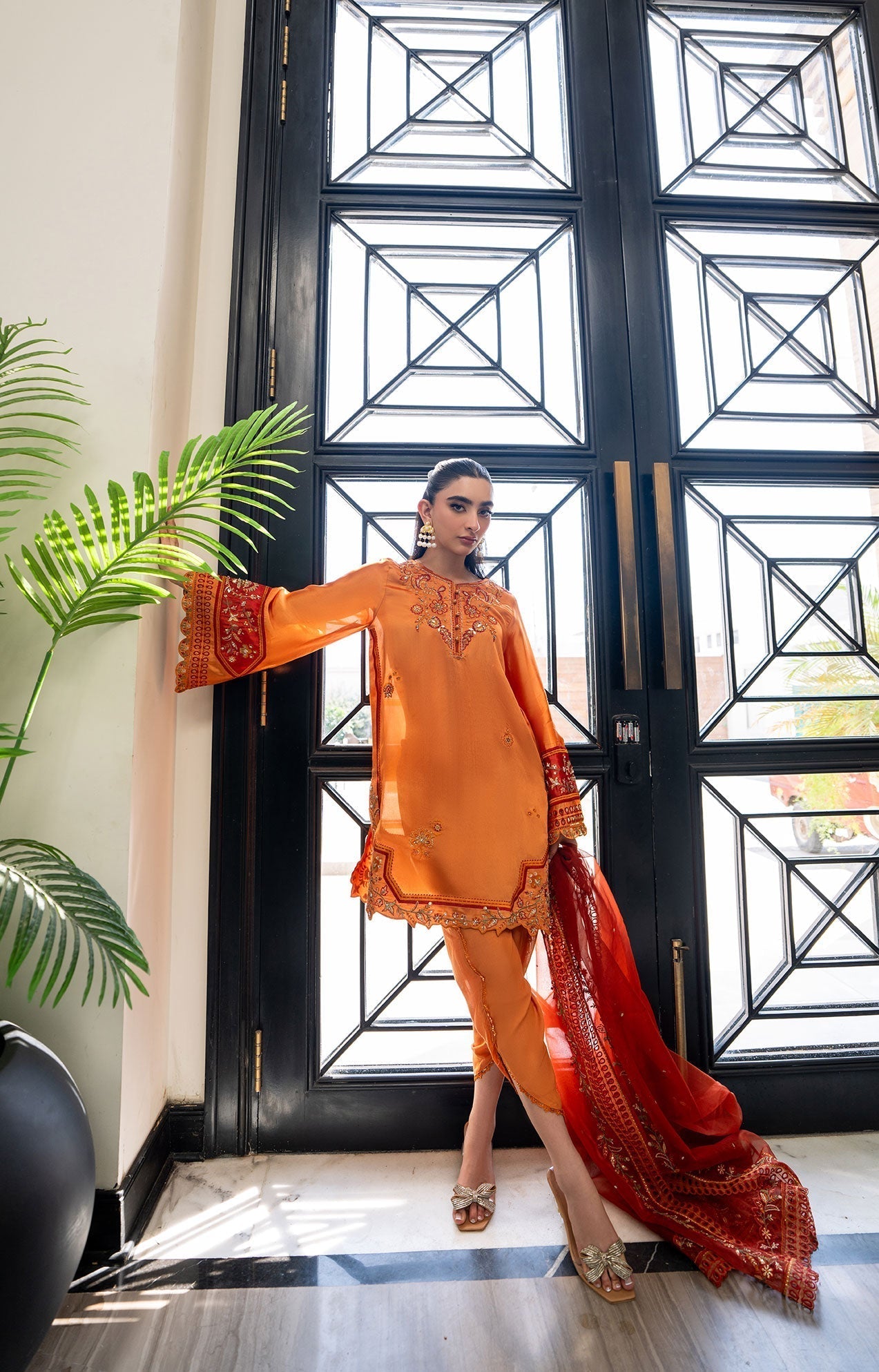 Dhanak | SS 25 Luxury Pret | SS25DL-0314 L Orange Sheesha Silk