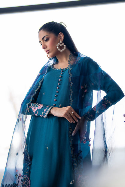 Dhanak | SS 25 Luxury Pret | SS25DL-0315 M Blue Cotton Net