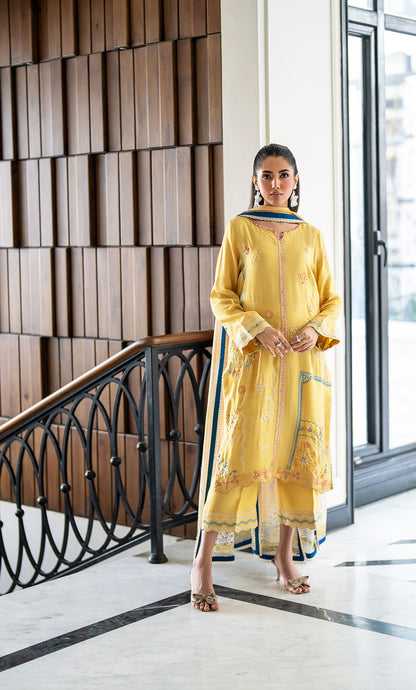 Dhanak | SS 25 Luxury Pret | SS25DL-0316 XS Maize Yellow Cotton Silk