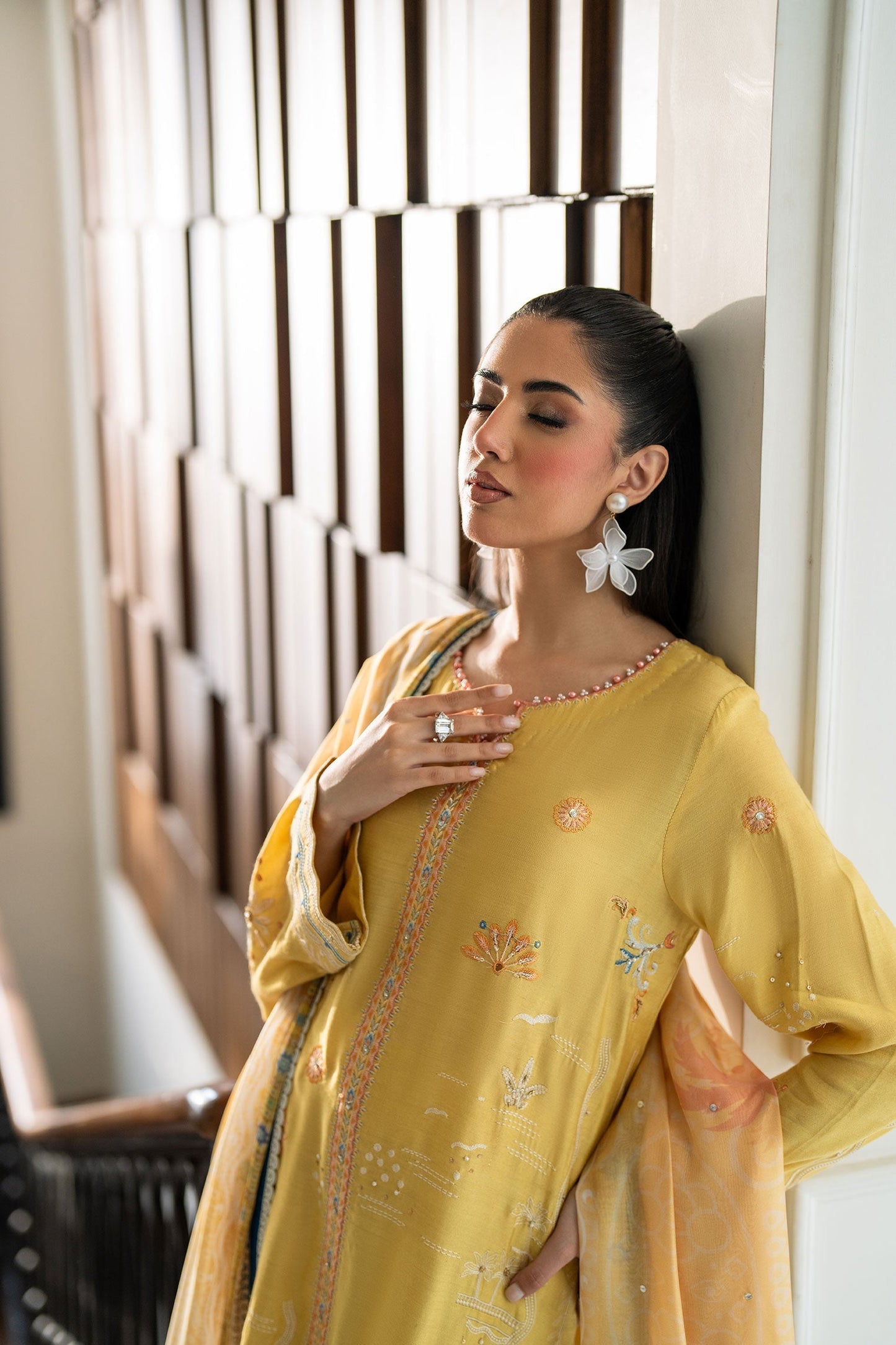 Dhanak | SS 25 Luxury Pret | SS25DL-0316 M Maize Yellow Cotton Silk