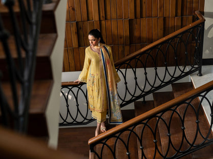 Dhanak | SS 25 Luxury Pret | SS25DL-0316 L Maize Yellow Cotton Silk