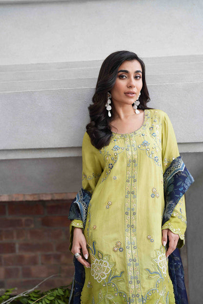 Dhanak | SS 25 Luxury Pret | SS25DL-0318 M Neon Green Cotton Silk