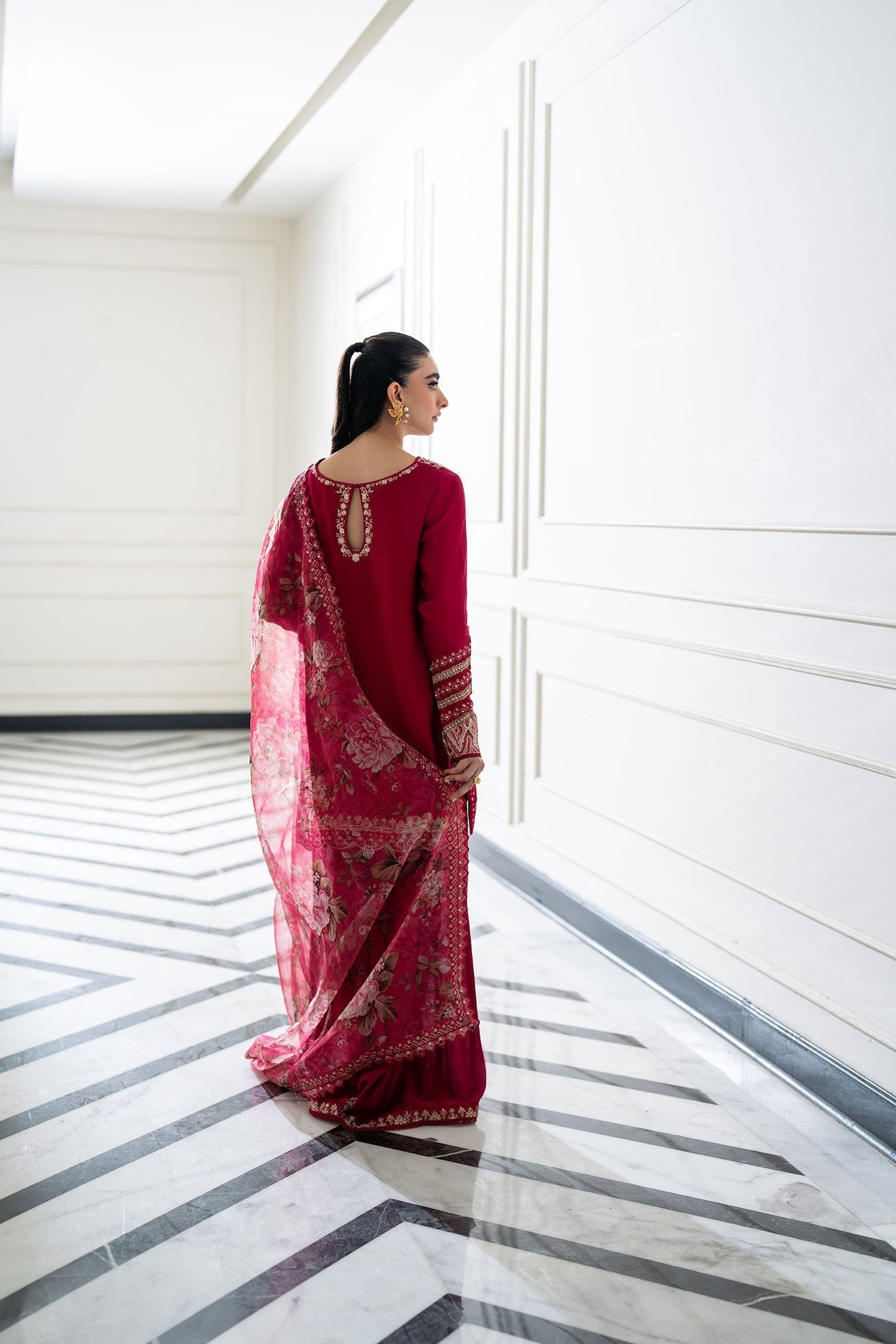 Dhanak | SS 25 Luxury Pret | SS25DL-0319 S Red Cotton Silk