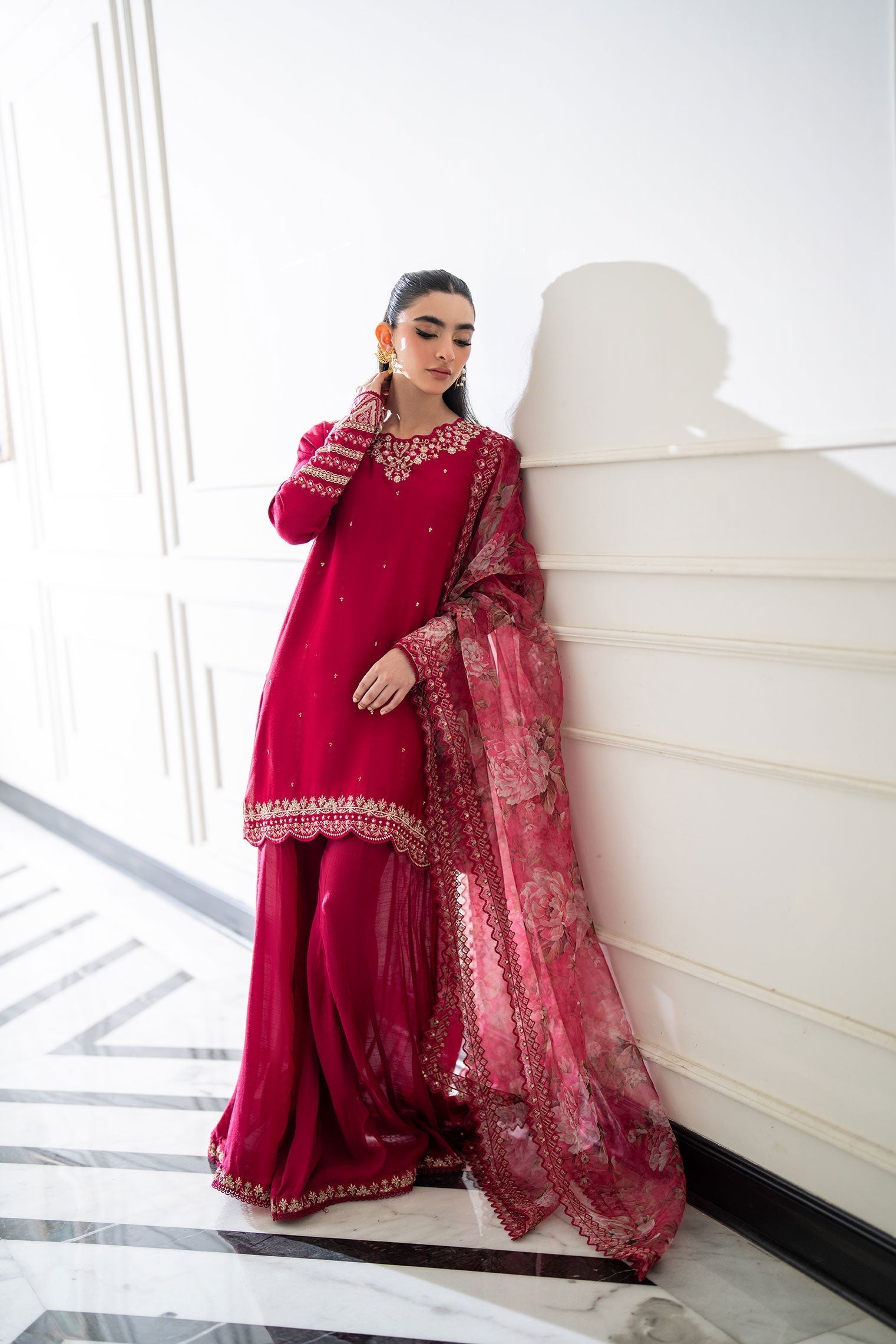 Dhanak | SS 25 Luxury Pret | SS25DL-0319 XS Red Cotton Silk