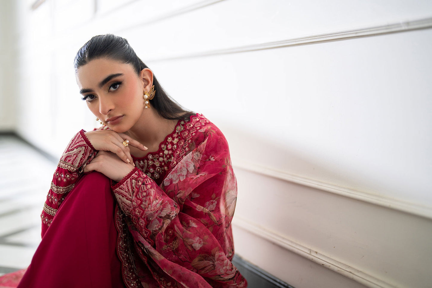 Dhanak | SS 25 Luxury Pret | SS25DL-0319 L Red Cotton Silk