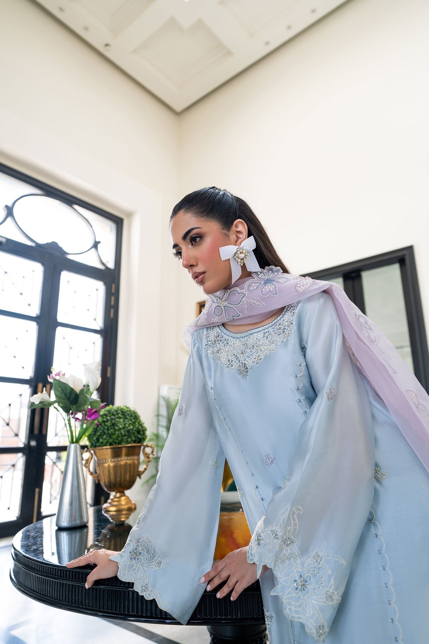 Dhanak | SS 25 Luxury Pret | SS25DL-0320 L Light Blue Sheesha Silk