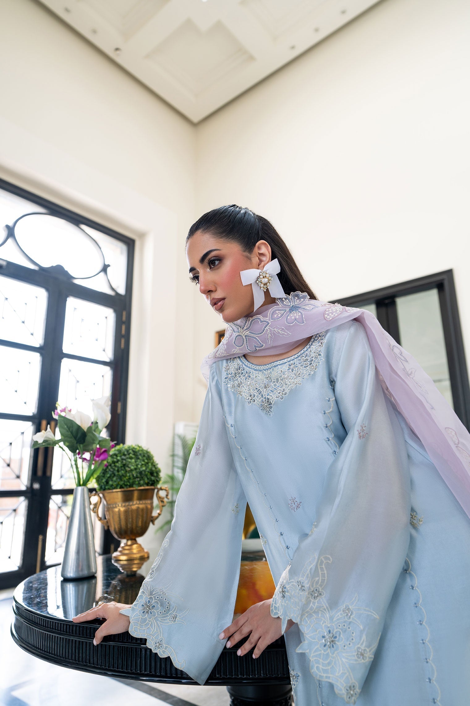 Dhanak | SS 25 Luxury Pret | SS25DL-0320 L Light Blue Sheesha Silk