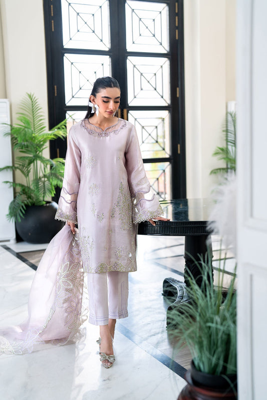 Dhanak | SS 25 Luxury Pret | SS25DL-0321 XS Soft Lilac Sheesha Silk