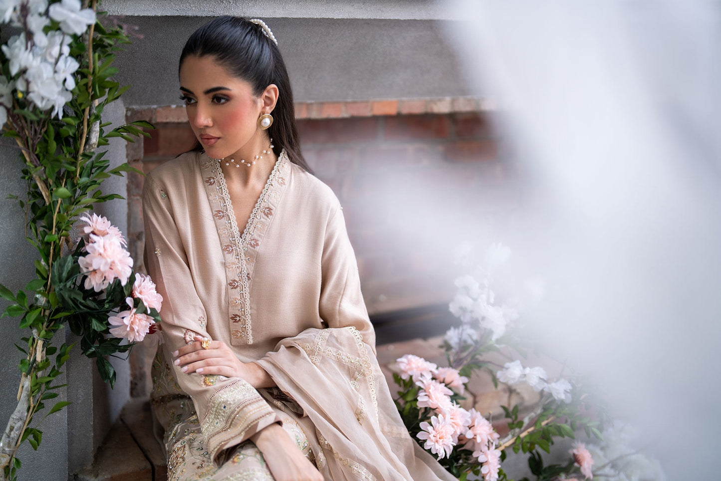 Dhanak | SS 25 Luxury Pret | SS25DL-0322 L Beige Cotton Silk