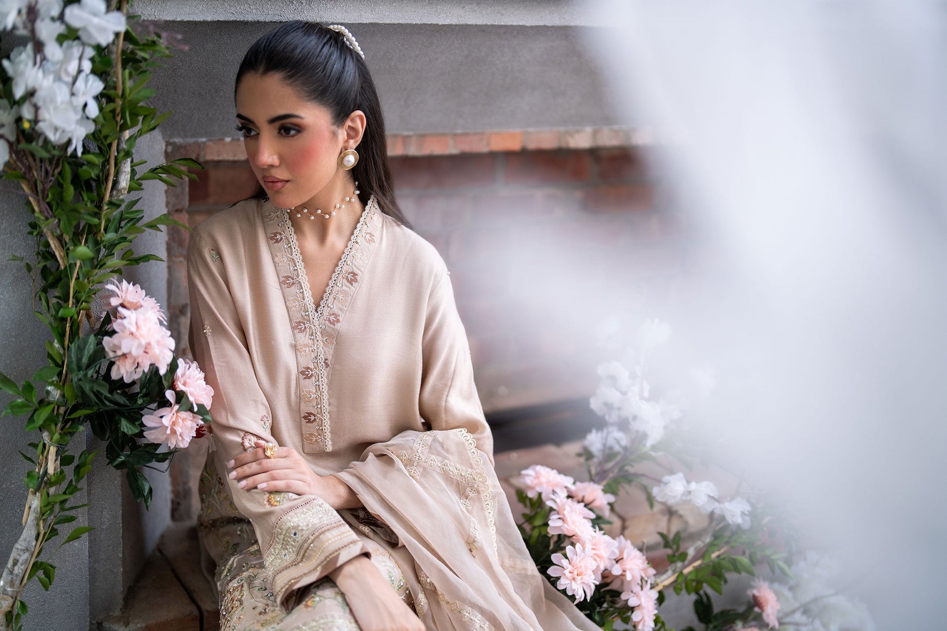 Dhanak | SS 25 Luxury Pret | SS25DL-0322 L Beige Cotton Silk