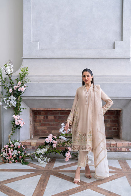 Dhanak | SS 25 Luxury Pret | SS25DL-0322 XL Beige Cotton Silk