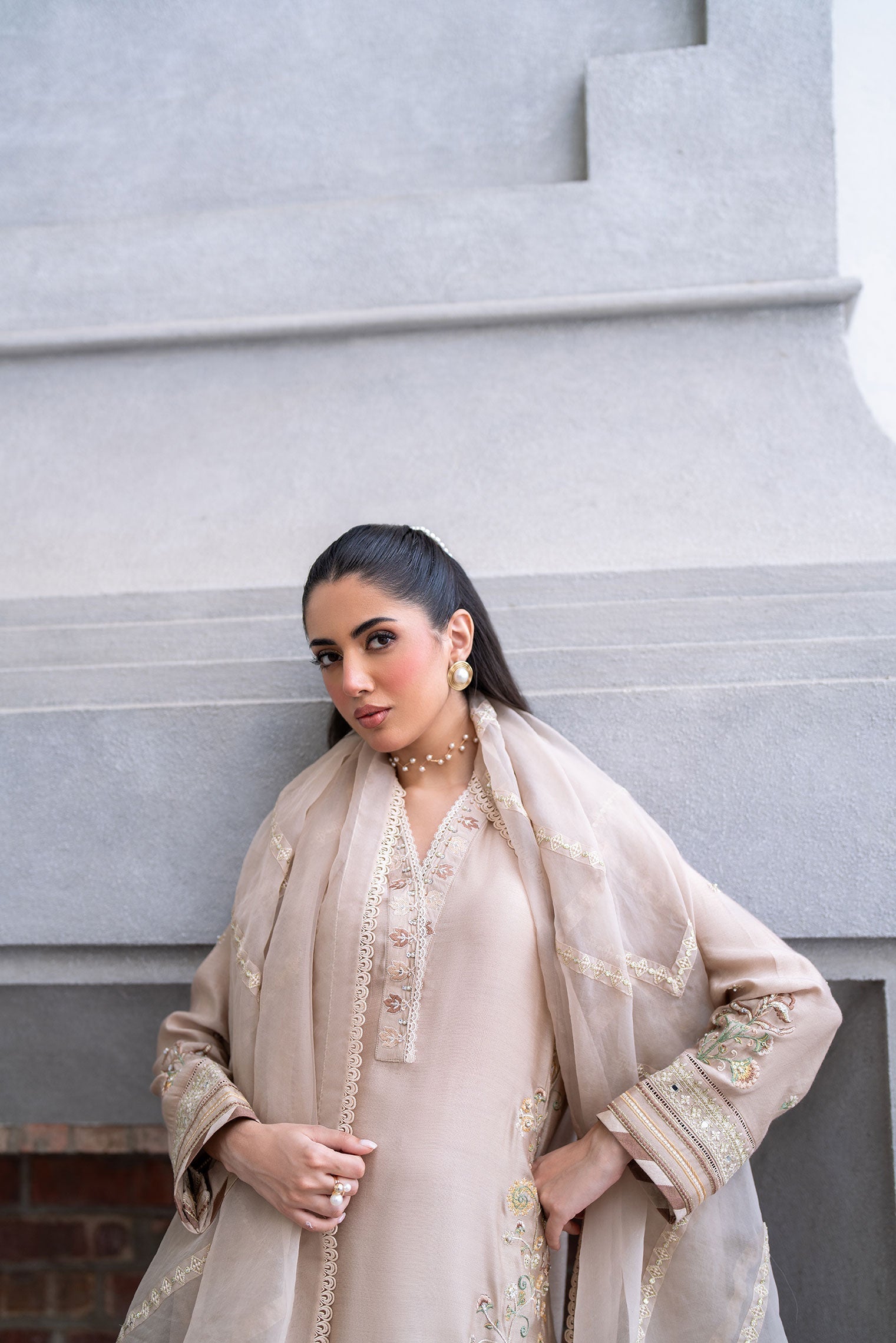 Dhanak | SS 25 Luxury Pret | SS25DL-0322 M Beige Cotton Silk