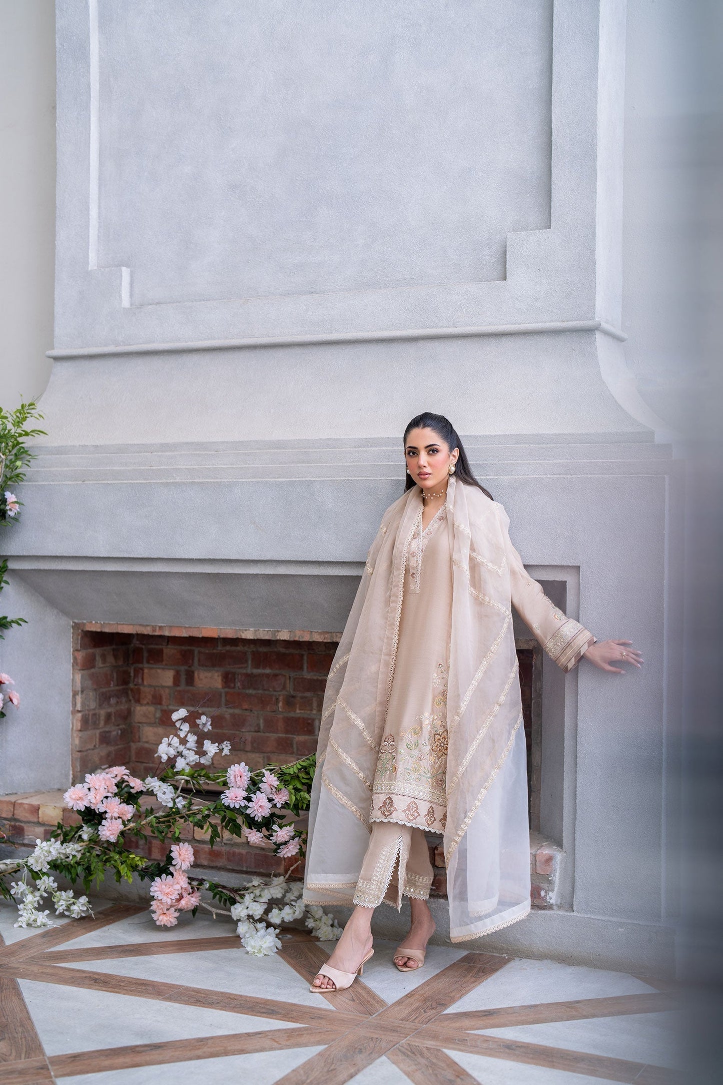 Dhanak | SS 25 Luxury Pret | SS25DL-0322 XS Beige Cotton Silk