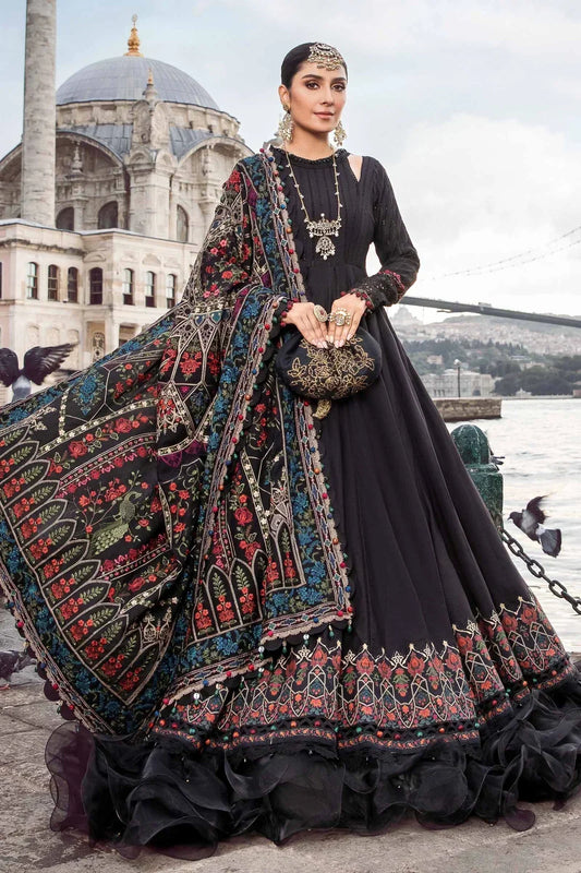 Maria B | Linen 23 | Black DL-1101 - Pakistani Designer Dress - by Maria B | Type: Luxury - 100% Original at Saira Sultan