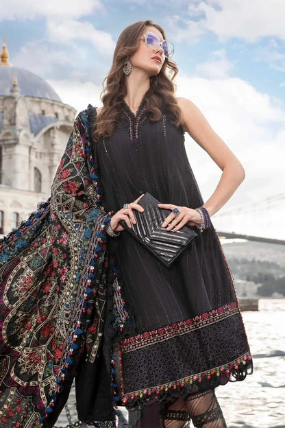 Maria B | Linen 23 | Black DL-1101 - Pakistani Designer Dress - by Maria B | Type: Luxury - 100% Original at Saira Sultan