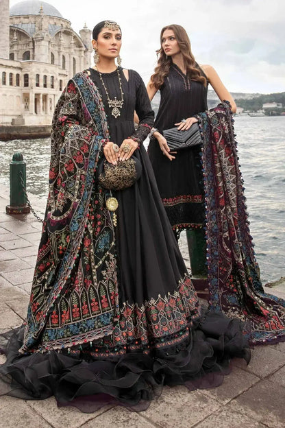 Maria B | Linen 23 | Black DL-1101 - Pakistani Designer Dress - by Maria B | Type: Luxury - 100% Original at Saira Sultan