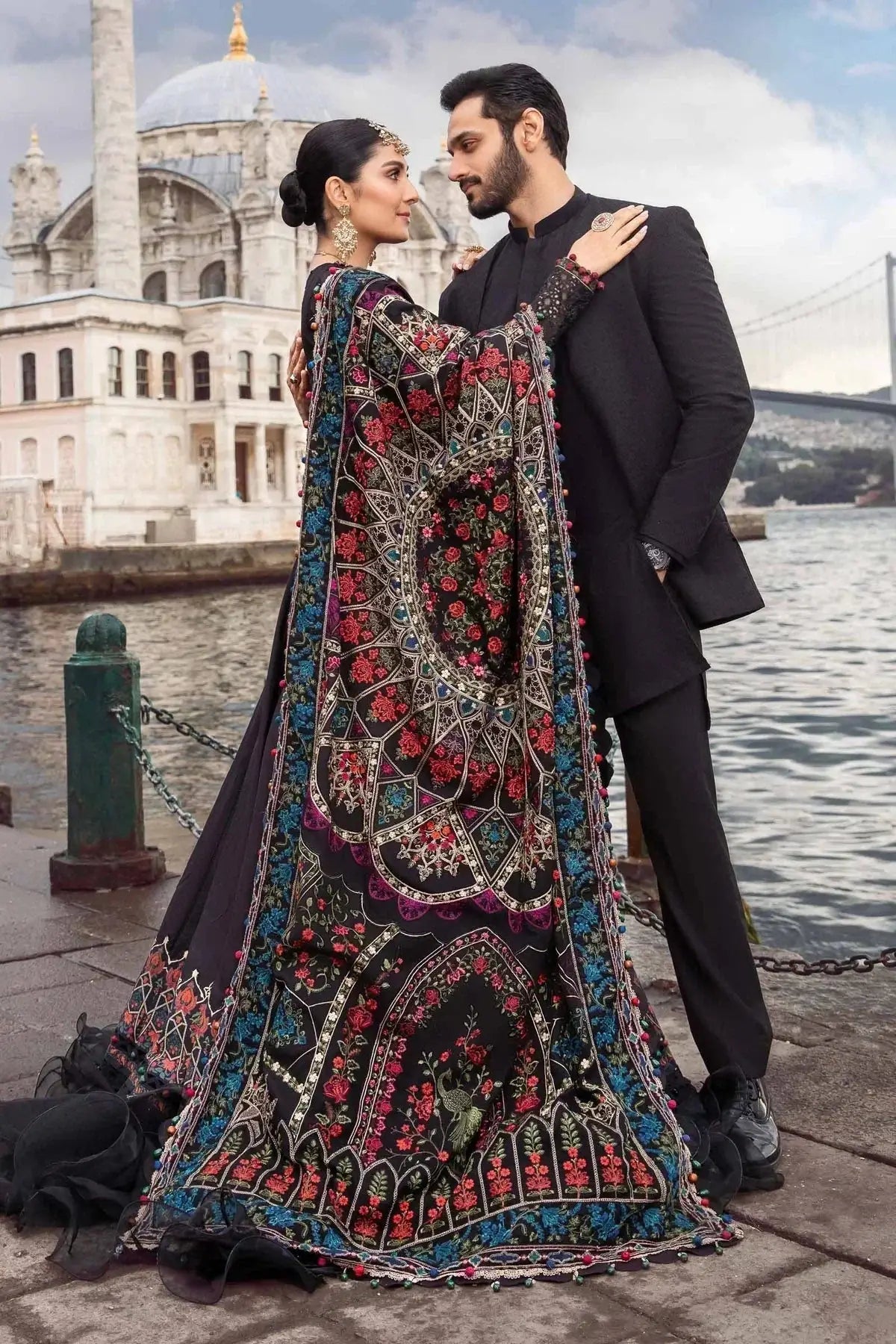 Maria B | Linen 23 | Black DL-1101 - Pakistani Designer Dress - by Maria B | Type: Luxury - 100% Original at Saira Sultan