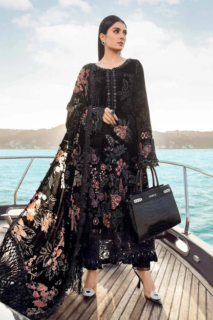 Maria B | Linen 23 | Black DL-1102 - Pakistani Designer Dress - by Maria B | Type: Luxury - 100% Original at Saira Sultan