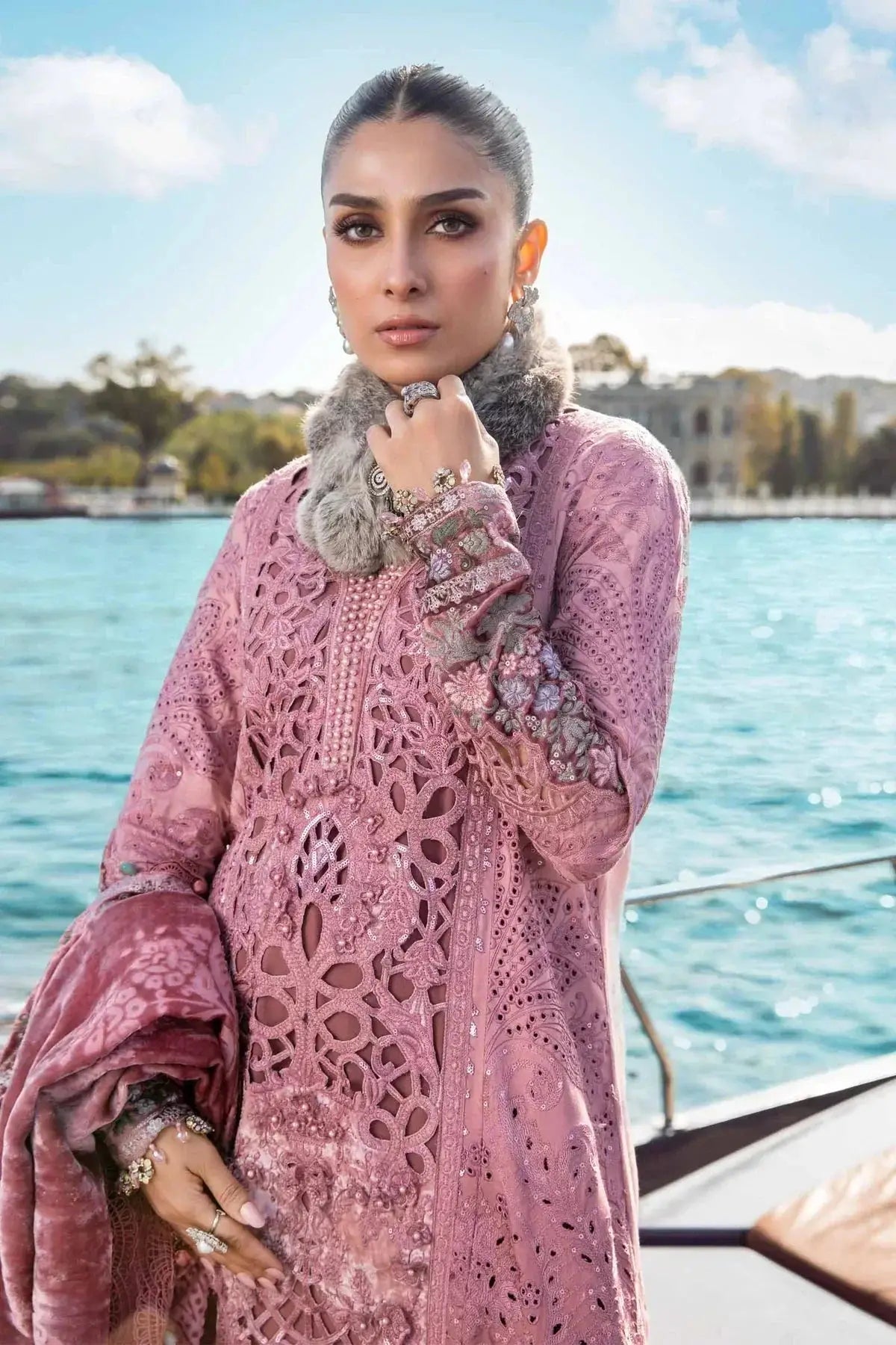 Maria B | Linen 23 | Ash Pink DL-1106 - Pakistani Designer Dress - by Maria B | Type: Luxury - 100% Original at Saira Sultan